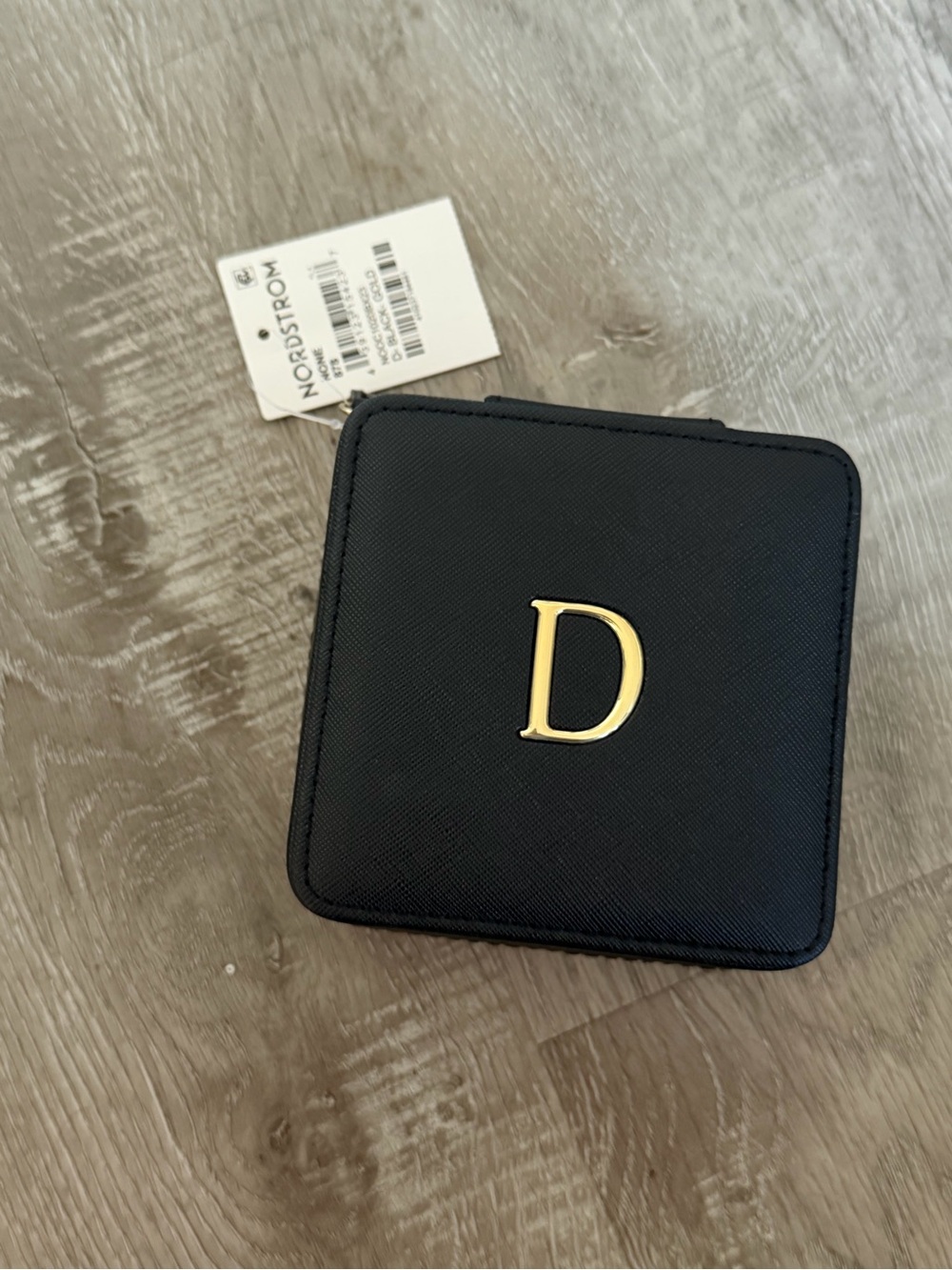 Nordstrom Black Jewelry Travel Case with Gold Initial D